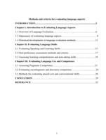 Methods and criteria for evaluating language aspects