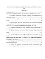 METHODS TO SELECT APPROPRIATE WHILE-ACRIVITIES FOR A2 LEVELS
