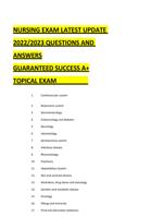 NURSING EXAM LATEST UPDATE 2023/2024 QUESTIONS AND ANSWERS GUARANTEED SUCCESS A+ TOPICAL EXAM; MEDICAL MULTIPLE UNITS