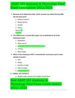 ANAT 101 Anatomy & Physiology Final Exam Latest update 2022/2023