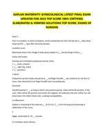 KAPLAN MATERNITY-GYNECOLOGICAL LATEST FINAL EXAM  UPDATED FOR 2025 TOP SCORE