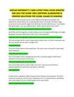 KAPLAN MATERNITY C NGN LATEST FINAL EXAM UPDATED  FOR 2025 TOP SCORE