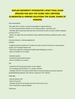 KAPLAN MATERNITY INTEGRATED LATEST FINAL EXAM  UPDATED FOR 2025 TOP SCORE