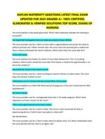 KAPLAN MATERNITY QUESTIONS LATEST FINAL EXAM  UPDATED FOR 2025 GRADED A+