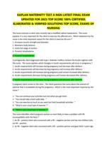 KAPLAN MATERNITY TEST A NGN LATEST FINAL EXAM  UPDATED FOR 2025 TOP SCORE