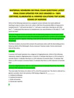 MATERNAL NEWBORN OB FINAL EXAM QUESTIONS LATEST  FINAL EXAM UPDATED FOR 2025 GRADED A+