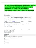 NR 546 Test your Knowledge Week 1 Quiz - FINAL  EXAM UPDATED FOR 2025 GRADED A+