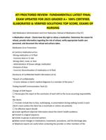 ATI PROCTORED REVIEW- FUNDAMENTALS LATEST FINAL EXAM UPDATED FOR 2025 GRADED A+