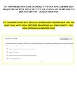 ATI COMPREHENSIVE EXIT EXAM 2023 WITH NGN UPDATED FOR 2025 180  QUESTIONS WITH 100% CERTIFIED SOLUTIONS ALL SCREENSHOTS