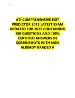 ATI COMPREHENSIVE EXIT  PREDICTOR 2019 LATEST EXAM  UPDATED FOR 2025  180 QUESTIONS CERTIFIED ANSWERS IN  SCREENSHOTS