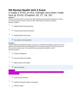 RN Mental Health Unit 5 Exam questions and Answers