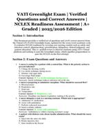 VATI Greenlight Exam | Verified Questions and Correct Answers | NCLEX Readiness Assessment | A+ Graded | 2025/2026 Edition