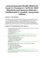 2025 Community Health HESI Exit Exam V1 (Version 1) | Actual Test Questions and Verified Answers | A+ Graded | 2025/2026
