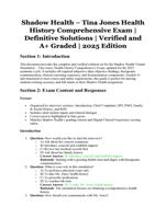 Shadow Health  Tina Jones Health History Comprehensive Exam | Definitive Solutions | Verified and A+ Graded | 2025 Edition