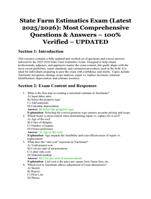 State Farm Estimatics Exam (Latest 2025/2026) | Most Comprehensive Questions & Answers | 100% Verified and Updated