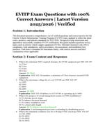 EVITP Exam Questions with 100% Correct Answers | Verified | Latest Version 2025/2026