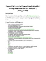 CrossFit Level 1 Exam Study Guide | Verified Questions and Answers | 2025/2026 Edition