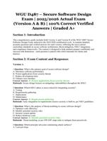 WGU D487  Secure Software Design Exam | 2025/2026 Actual Exam (Version A & B) | 100% Correct Verified Answers | Graded A+
