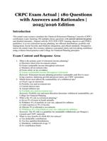 CRPC Exam | Actual Exam with 180 Verified Questions, Detailed Answers & Rationales | A+ Graded | 2025/2026 Edition
