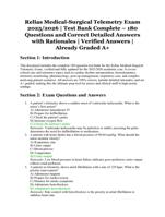 Relias Medical-Surgical Telemetry Exam | Complete Test Bank with Detailed Rationales | Verified and A+ Graded | 2025/2026