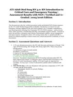 ATI Adult Med Surg RN 3.0: RN Introduction to Critical Care and Emergency Nursing | NGN Assessment Results