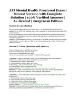 ATI Mental Health Proctored Exam | Newest Version with Complete Solution | 100% Verified Answers | A+ Graded | 2025/2026