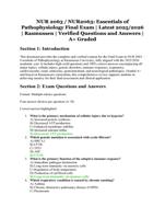NUR 2063 / NUR2063: Essentials of Pathophysiology Final Exam | Rasmussen University | Verified Questions and Answers