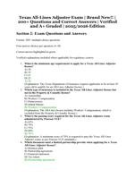 Texas All-Lines Adjuster Exam | 200+ Verified Questions and Correct Answers | A+ Graded | Brand New 2025/2026 Edition
