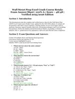 Wall Street Prep Excel Crash Course Retake Exam Answer Sheet | 100% Score (48/48) | Verified | 2025/2026 Edition