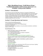 M&A Modeling Exam  Wall Street Prep  2025/2026 Edition  Verified Questions and Correct Answers