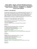 WGU EKO1 / D256  Critical Thinking: Reason and Evidence  Objective Assessment  Verified Questions with Correct Answers