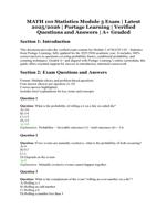 MATH 110 Statistics Module 3 Exam  Portage Learning  Latest 2025/2026 Edition  Verified Questions and Answers