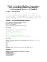 MATH 110 Statistics Module 4 Exam  Portage Learning  Latest 2025/2026 Edition  Verified Questions and Answers