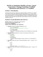 MATH 110 Statistics Module 5 Exam  Portage Learning  Latest 2025/2026 Edition  Verified Questions and Answers