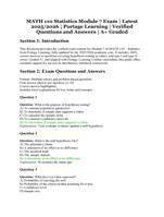 MATH 110 Statistics Module 7 Exam  Portage Learning  Latest 2025/2026 Edition  Verified Questions and Answers