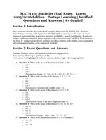 MATH 110 Statistics Final Exam  Portage Learning  Latest 2025/2026 Edition  Verified Questions and Answers