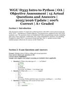 WGU D335 Intro to Python  Objective Assessment (OA)  15 Actual Questions and Answers  2025/2026 Update  100% Correct
