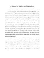 Alternative Marketing Discussion