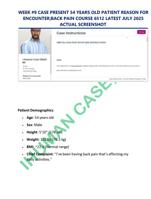 WEEK #9 CASE PRESENT 54 YEARS OLD PATIENT REASON FOR  ENCOUNTER;BACK PAIN COURSE 6512 LATEST JULY 2025  ACTUAL SCREENSHOT.