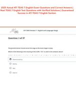 2025 Actual ATI TEAS 7 English Exam Questions and Correct Answers | Real TEAS 7 English Test Questions with Verified