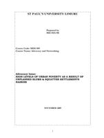 Urban Poverty: An Advocacy Issue