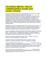COLORADO MENTAL HEALTH JURISPRUDENCE EXAM|| 2025 LATEST UPDATE