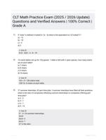 CLT Math Practice Exam (2025 / 2026 Update) Questions and Verified Answers | 100% Correct | Grade A