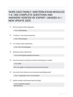 NURS 5432 FAMILY I MIDTERM EXAM MODULES 1-6 | 300 COMPLETE QUESTIONS AND ANSWERS VERIFIED BY EXPERT | GRADED A+ | NEW UPDATE 2025
