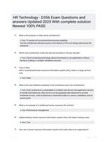 HR Technology - D356 Exam Questions and answers Updated 2025 With complete solution Newest 100% PASS
