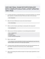 HCR 240 FINAL EXAM PATHOPHYSIOLOGY WITH COMPLETE SOLUTION LATEST UPDATED 100% PASS