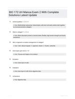 BIO 172 UH Manoa Exam 2 With Complete Solutions Latest Update