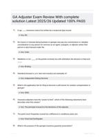 GA Adjuster Exam Review With complete solution Latest 2025/26 Updated 100% PASS