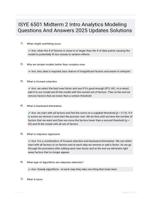 ISYE 6501 Midterm 2 Intro Analytics Modeling  Questions And Answers 2025 Updates Solutions