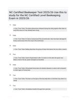 NC Certified Beekeeper Test 2025/26 Use this to study for the NC Certified Level Beekeeping Exam in 2025/26